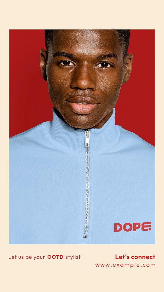 Street fashion Instagram story template, man in blue sweater photo