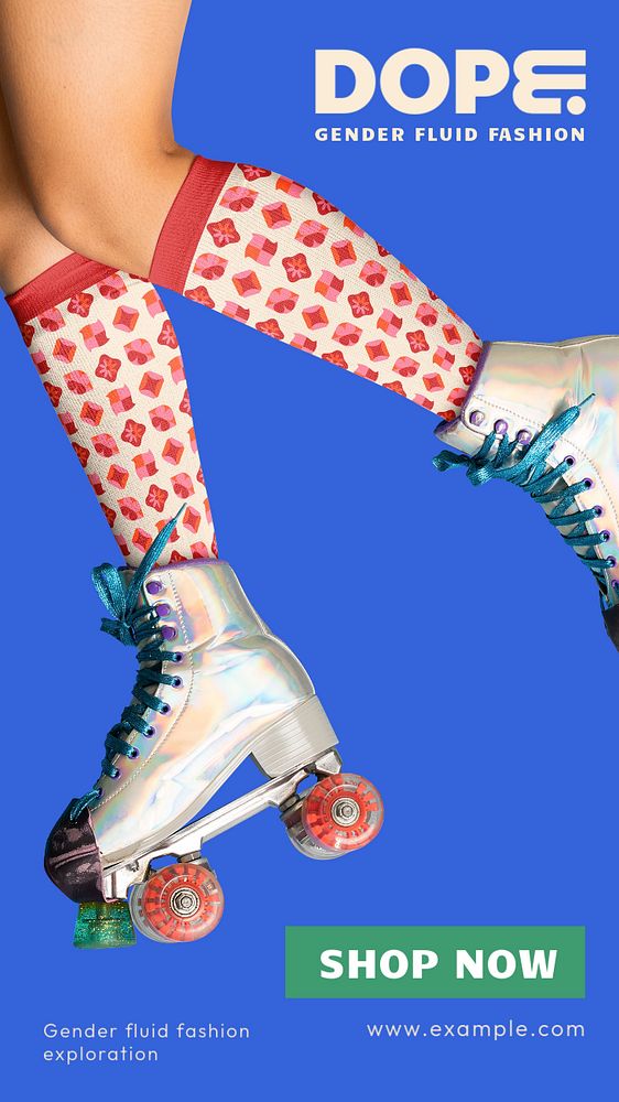 Roller skates Instagram story template, retro apparel branding