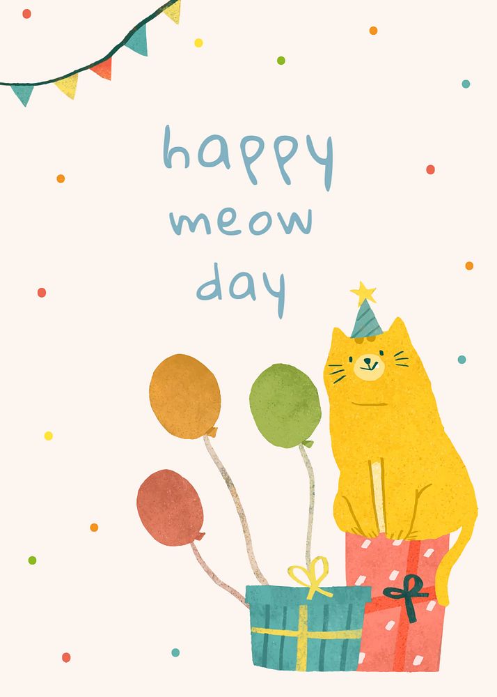 Cute birthday invitation card template, colorful design