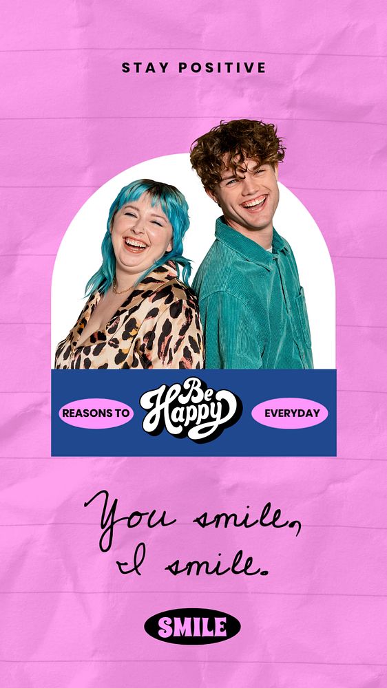 Motivational customizable Instagram story template, wrinkled pink paper design