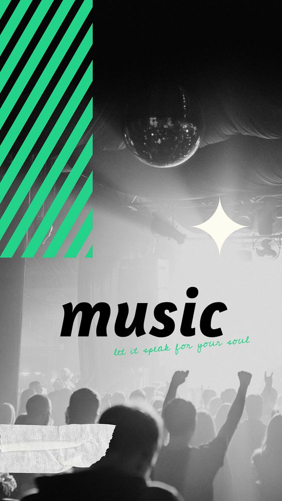 Music, concert Instagram story template, let it speak for your soul quote