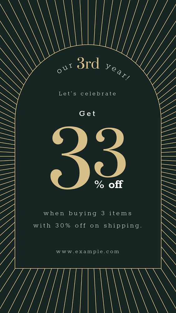 Anniversary sale Instagram story template, art deco design