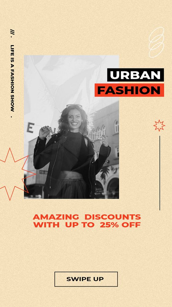 Urban fashion Instagram story template, editable design