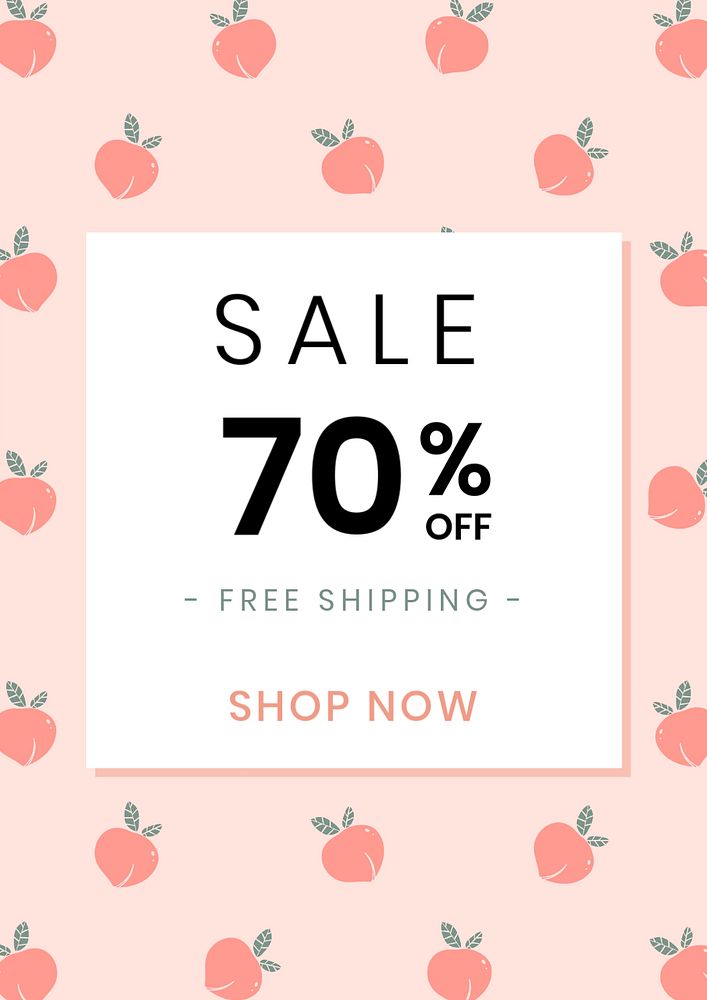 Pink sale poster template, peach pattern