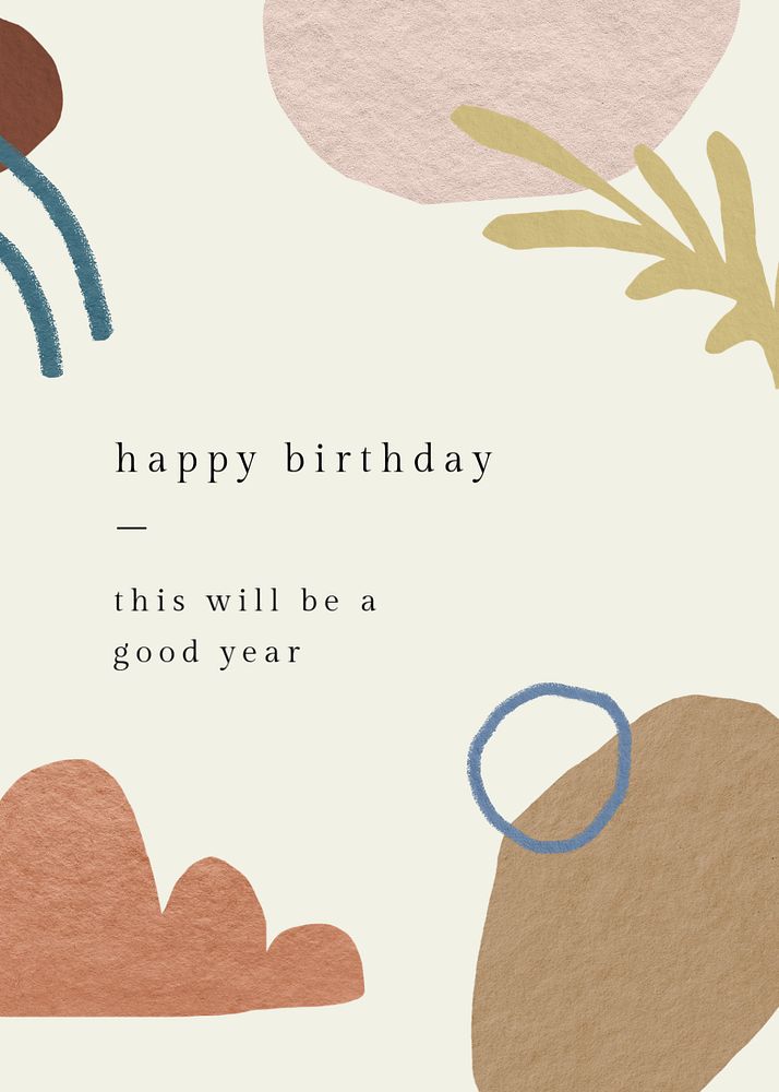 Aesthetic birthday invitation card template, organic shape design