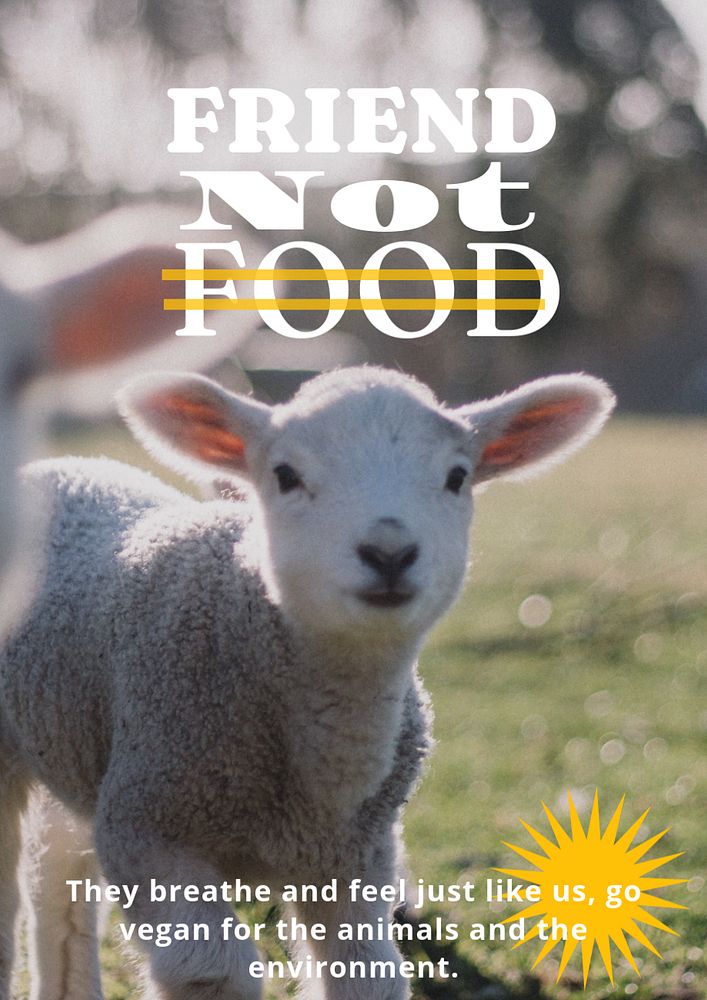 Go vegan poster template,  farming industry design