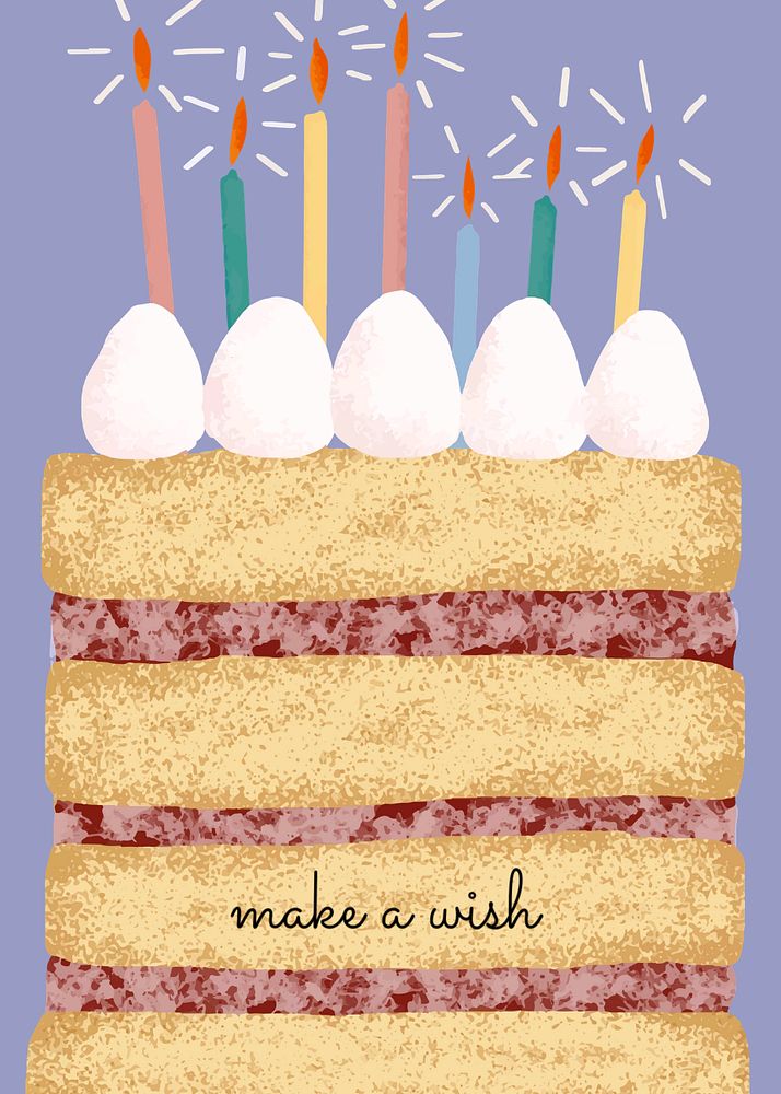 Birthday cake invitation card template, cute design