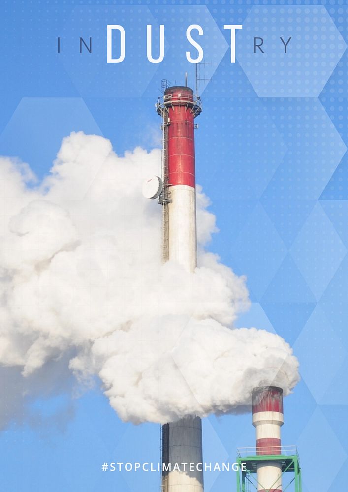 Industry editable poster template, global warming design