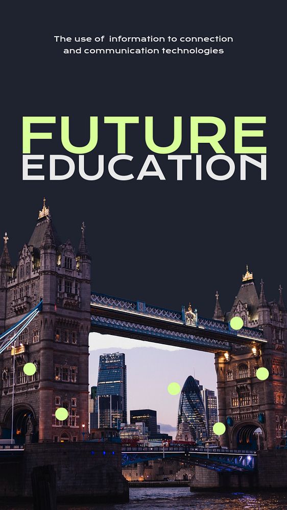 Future education Instagram story template, London's Tower Bridge photo