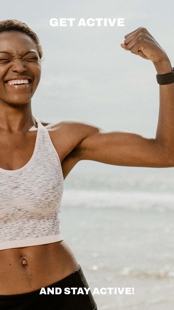 Female fitness Instagram story template, editable text