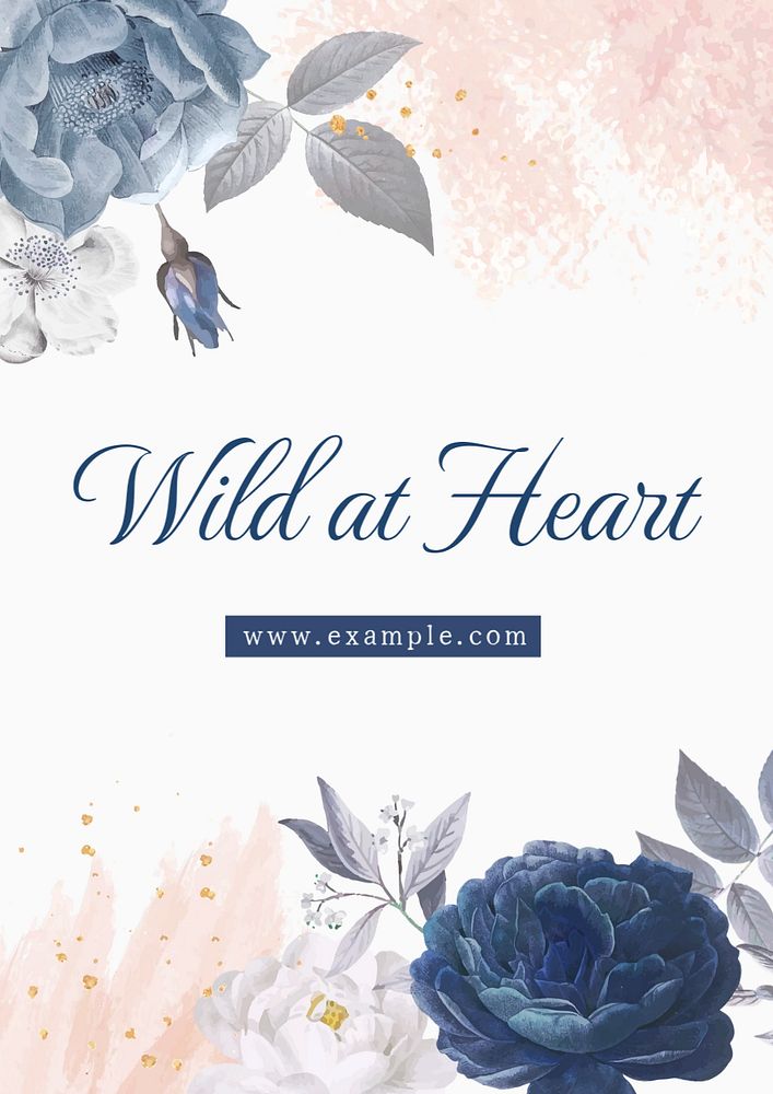 Watercolour flower poster template, editable text