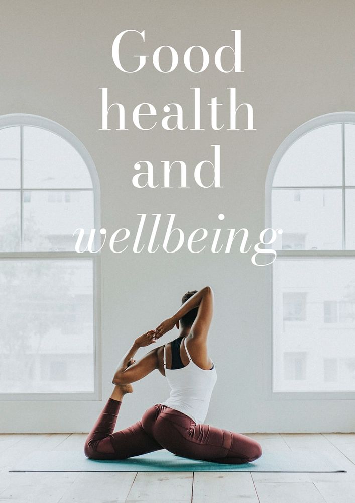 Yoga pose poster template, editable text