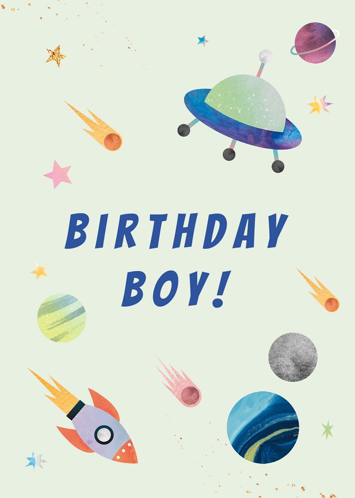 Birthday boy invitation card template, colorful design