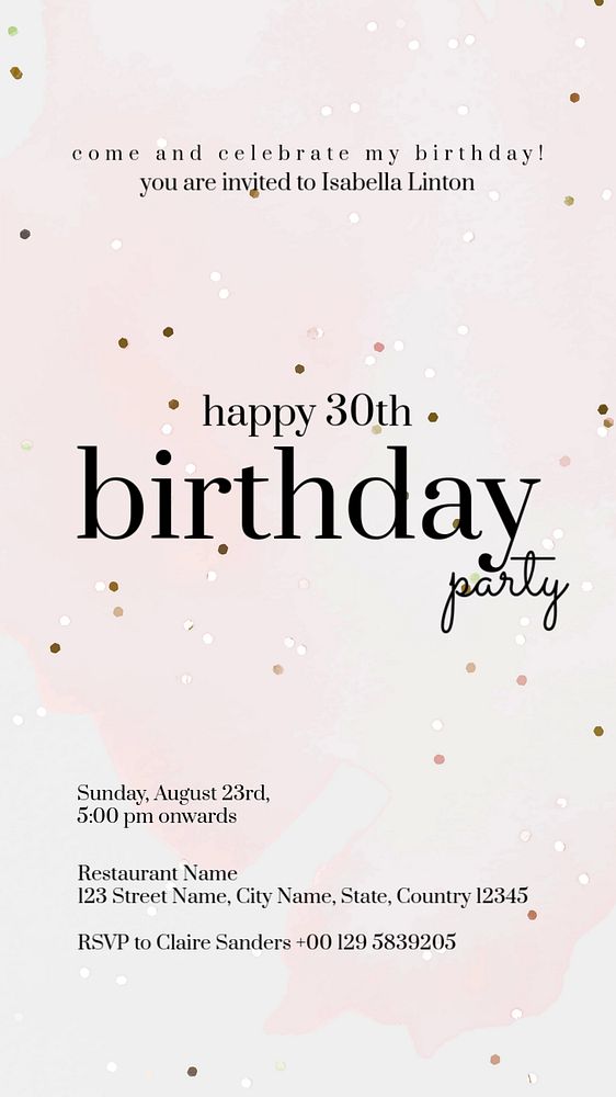 Aesthetic birthday Facebook story template, confetti design