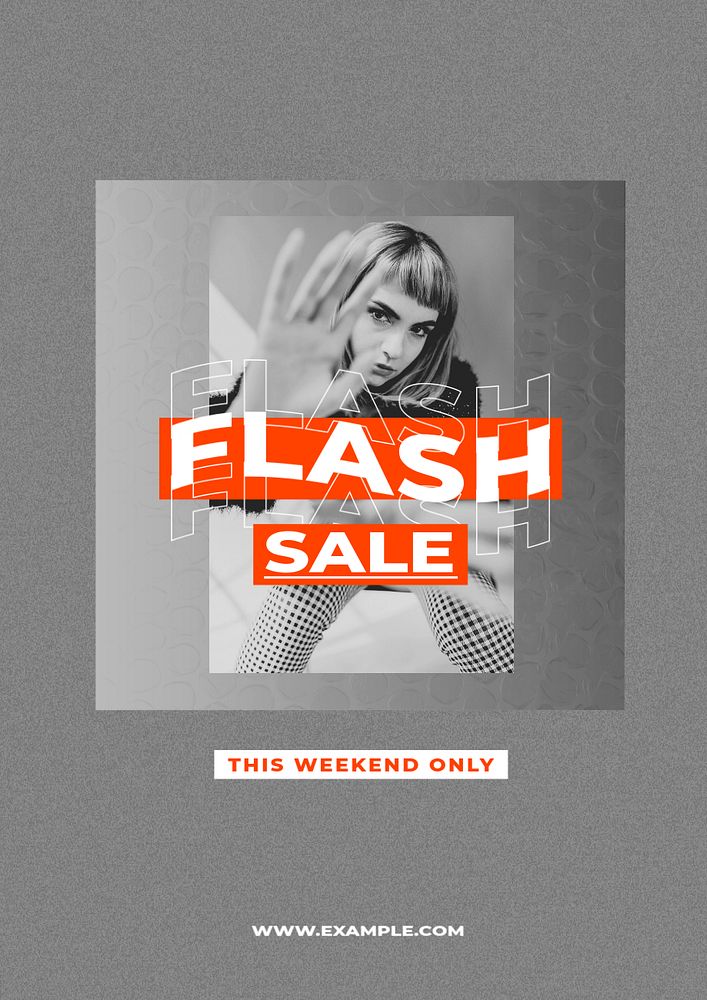 Flash sale poster template, editable design 