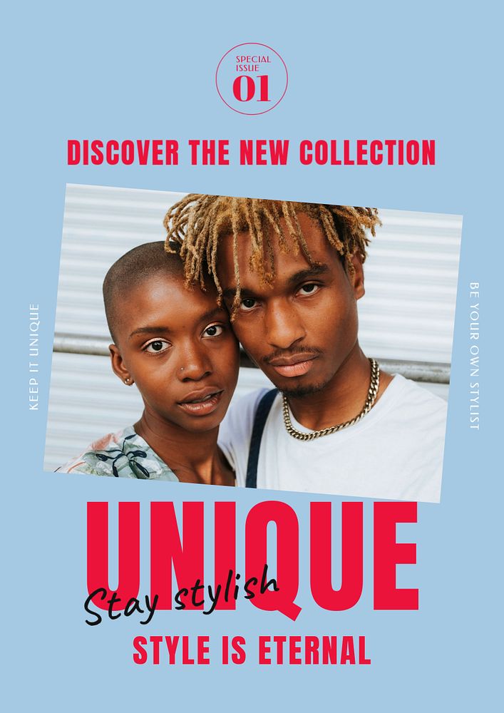 Street fashion poster editable template, new collection text
