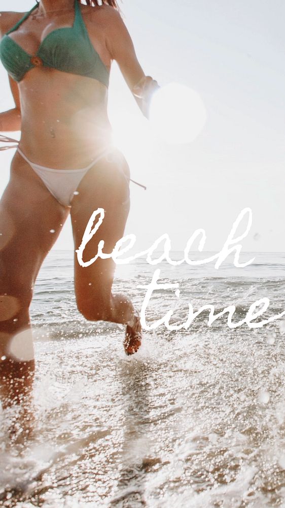 Beach time Facebook story template, editable text