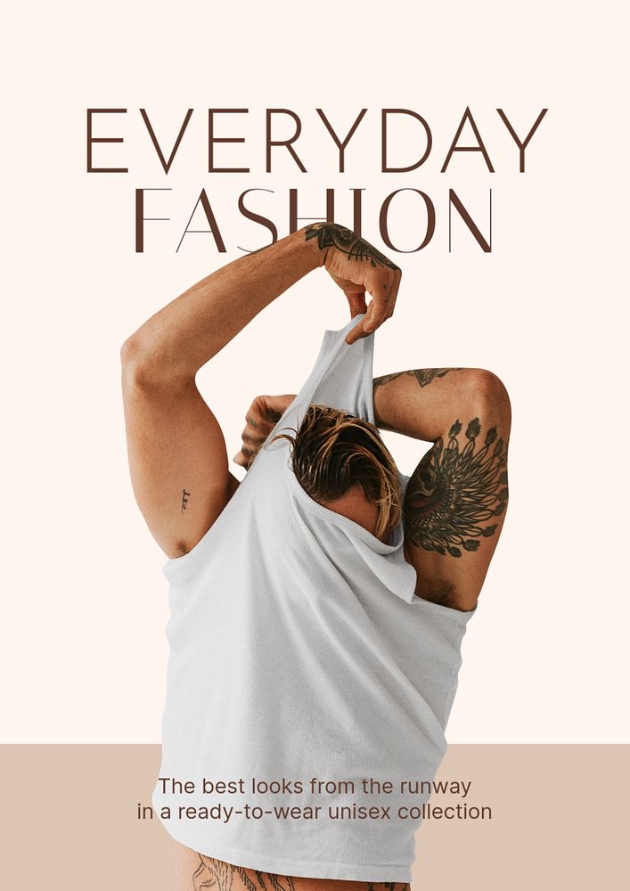 Men's fashion poster editable template, beige design