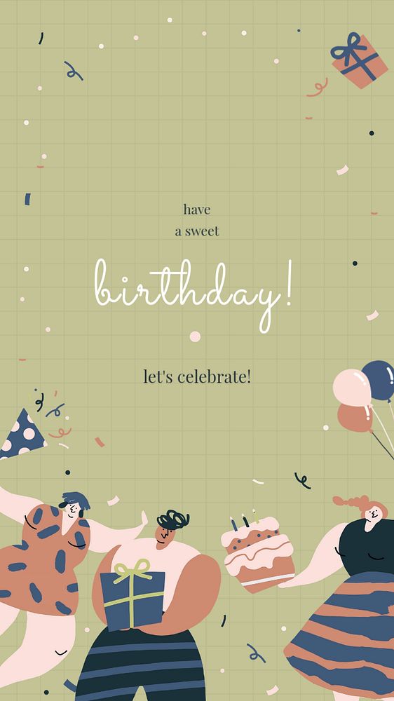 Birthday party Facebook story template, cute design