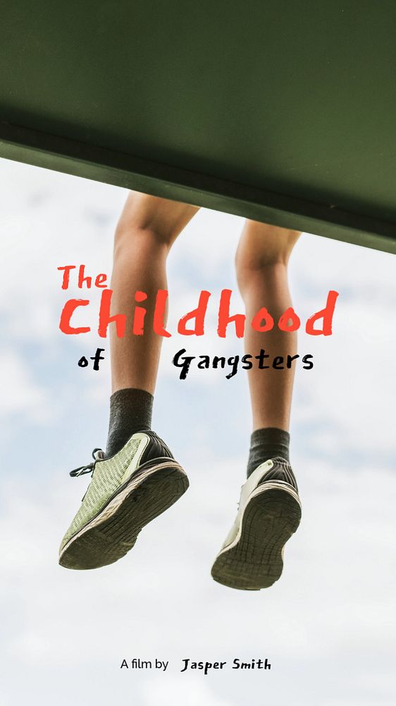 Childhood aesthetic Instagram story template, dangling feet with sneakers