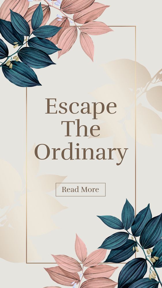 Botanical instagram story template, small business, editable text