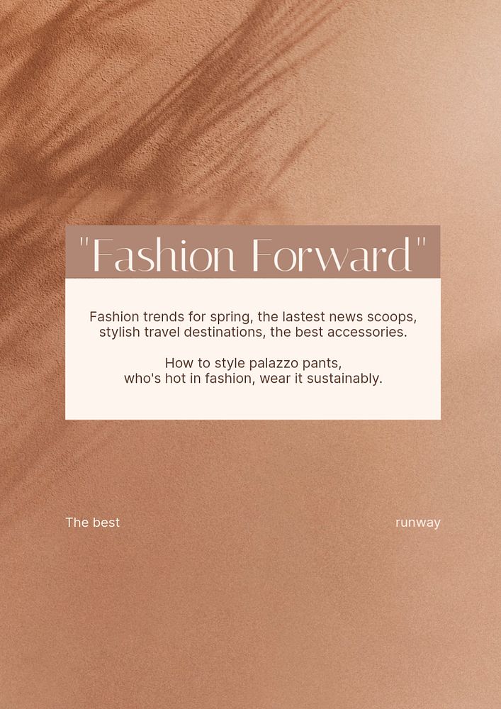 Fashion forward poster editable template, shadow aesthetic