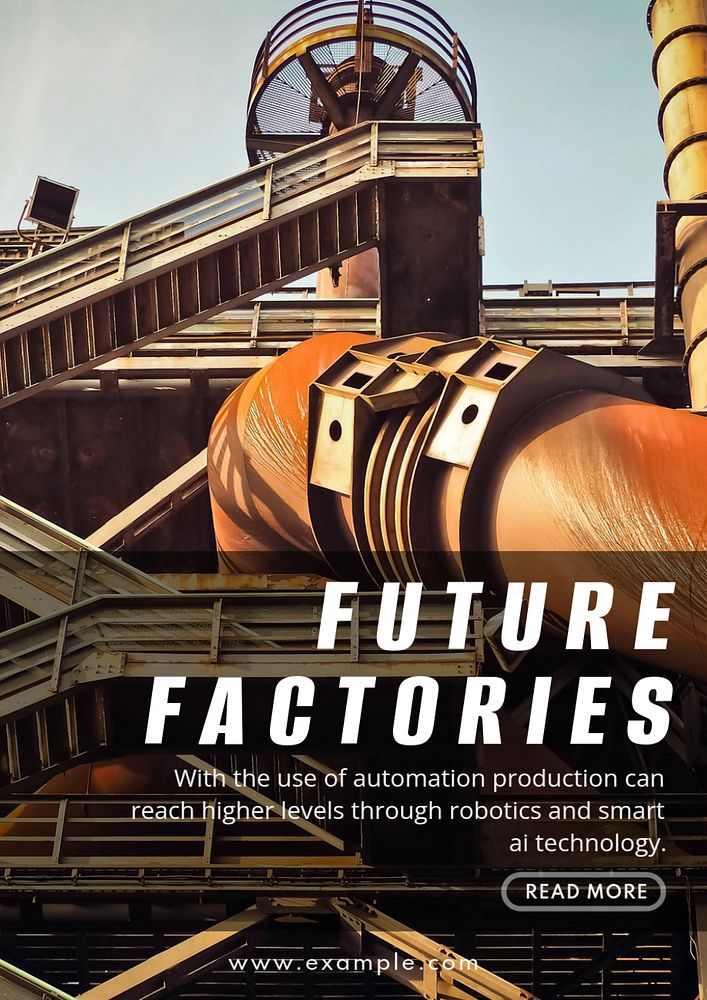 Smart factory poster template,  editable industry design 