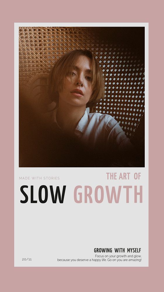 Pink aesthetic Instagram story template, slow growth text