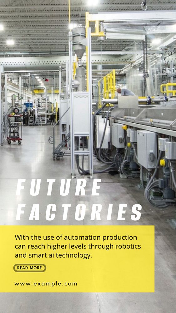 Future factory Facebook story template, editable industry design 