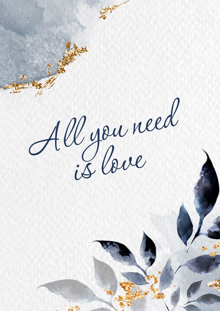 Love quote poster template, watercolor aesthetic, editable text
