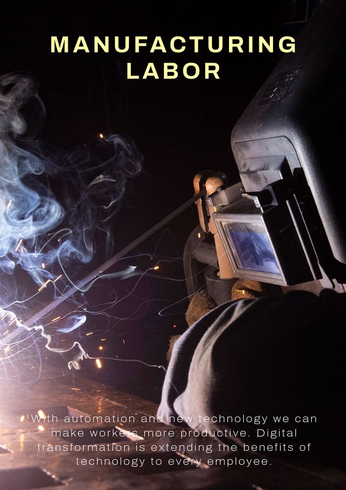 Manufacturing labor poster template,  industry editable text