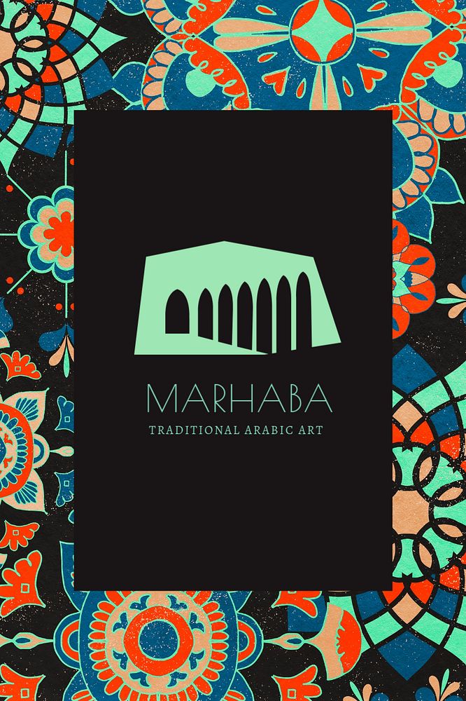 Editable Pinterest post template, neon Mandala design