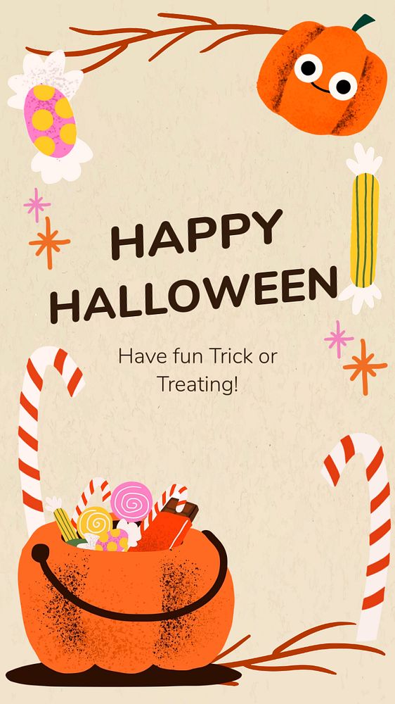 Happy Halloween Facebook story template, cute design