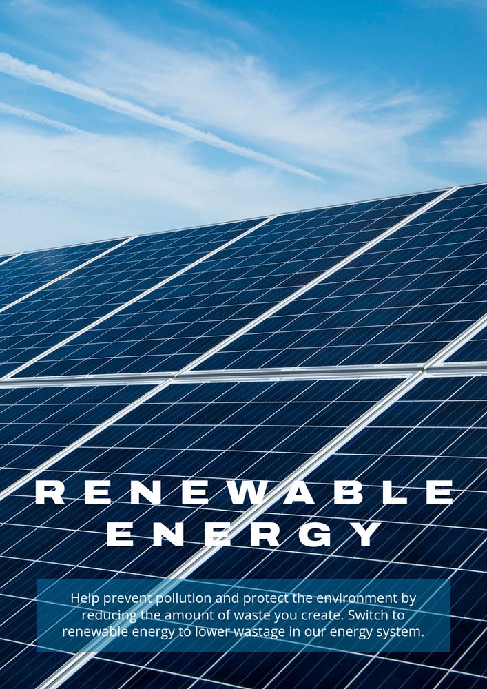 Renewable energy poster template, solar cell design