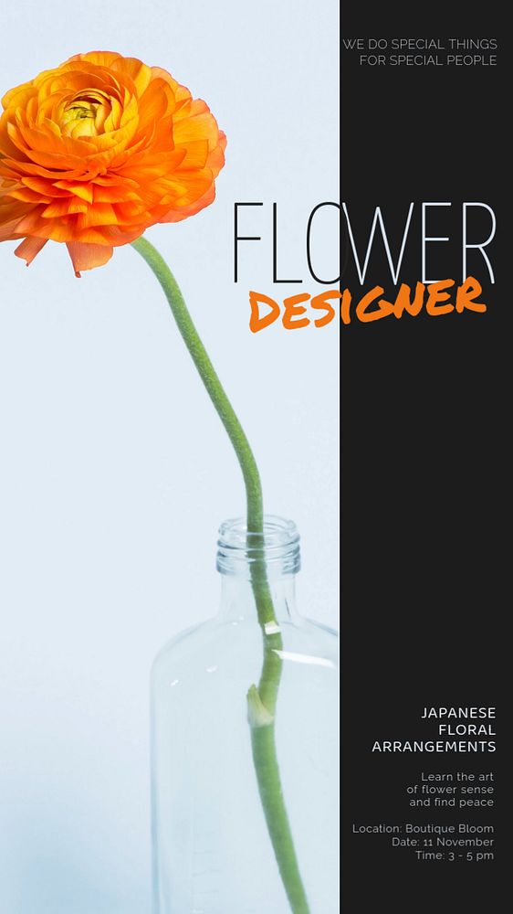 Flower designer Instagram story template, event advertisement