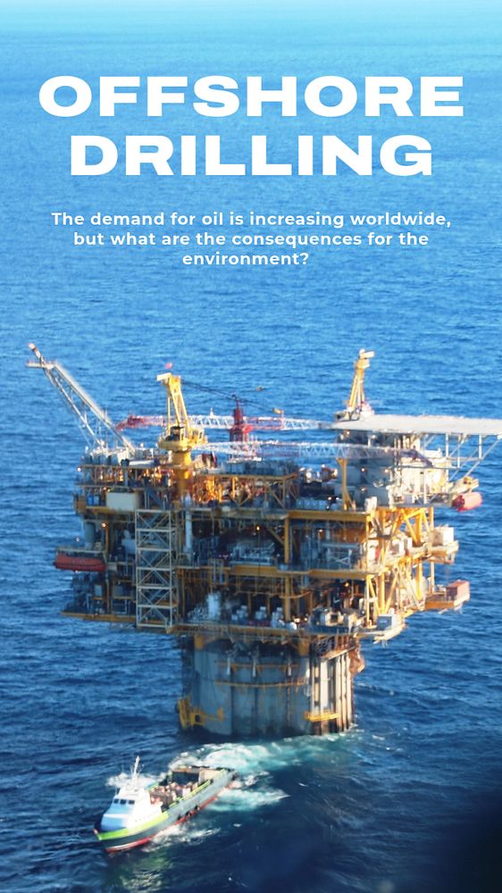 Oil & gas industry Facebook story template, editable text