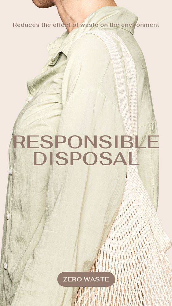 Responsible disposal Instagram story template, zero waste campaign