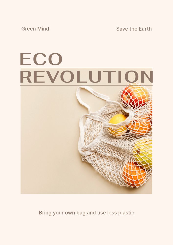 Eco revolution poster editable template, sustainable business ad