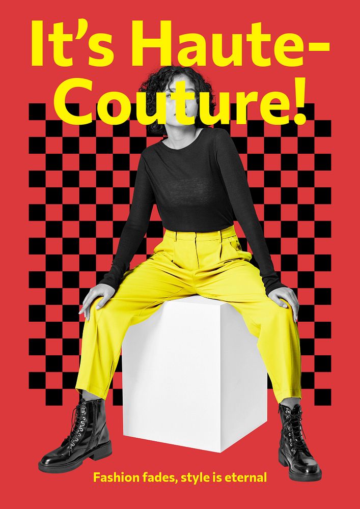 Funky fashion poster template, editable design