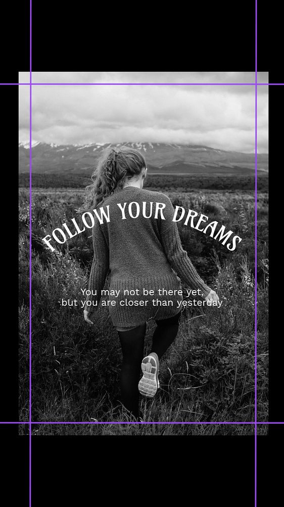 Motivational quote Facebook story template, monochrome editable design