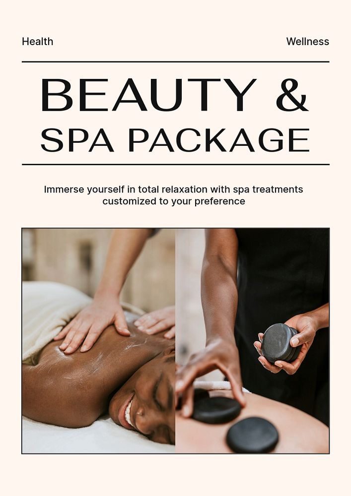 Beauty, spa poster editable template, wellness business ad