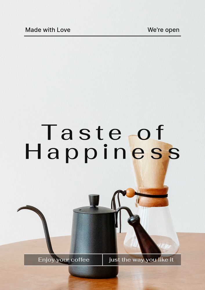 Cafe aesthetic poster editable template, minimal design