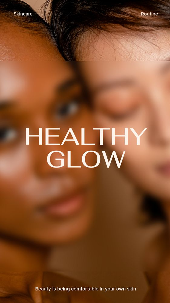 Glowy skin Instagram story template, skincare ad