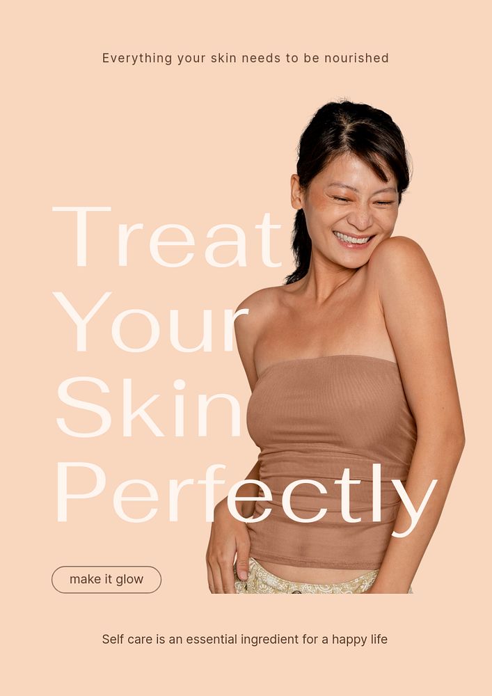 Peachy minimal poster editable template, skincare ad