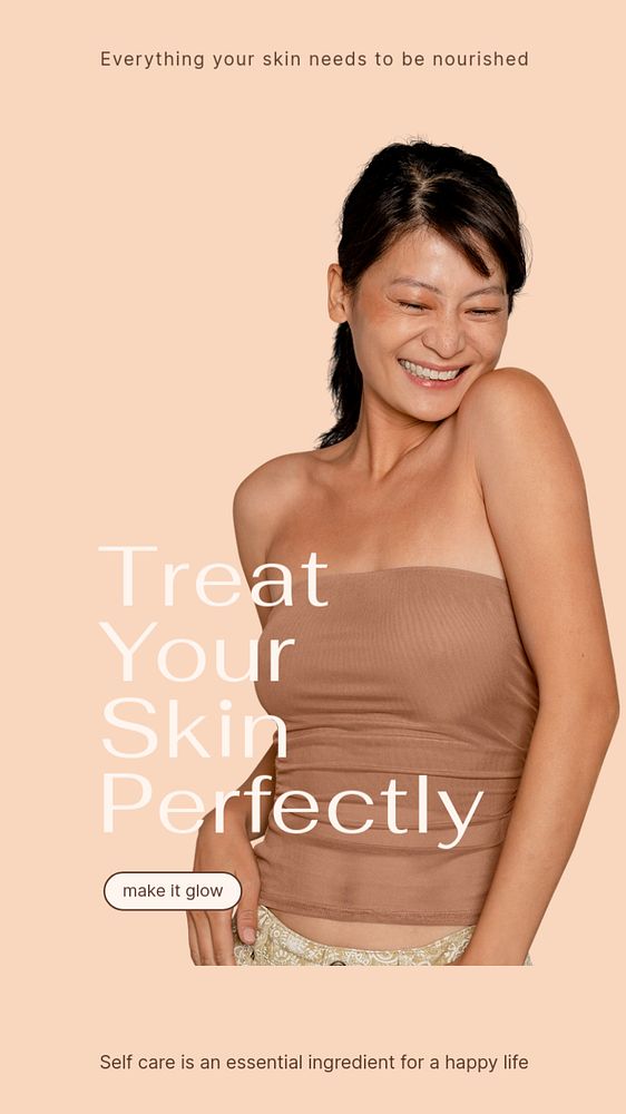 Peachy minimal Instagram story template, skincare ad