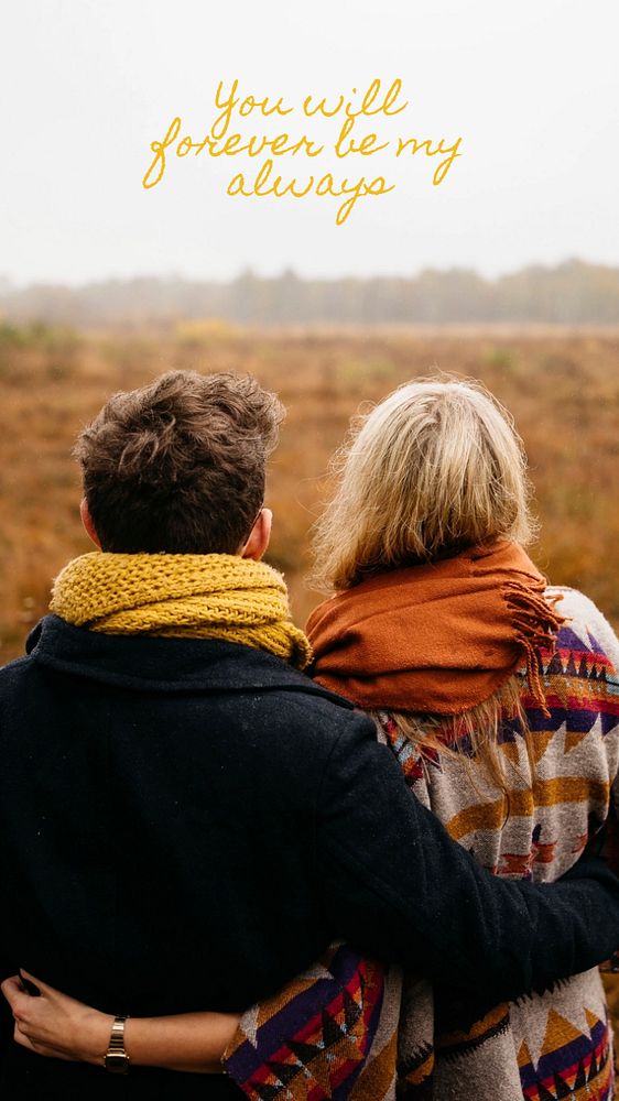 Couple hugging Facebook story template, editable text