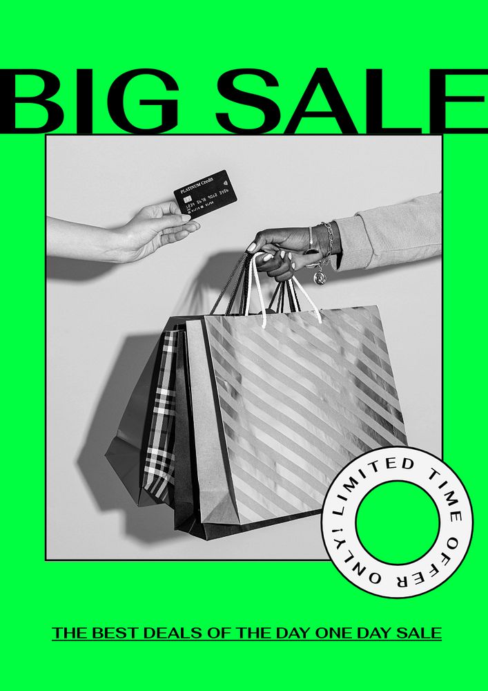 Big sale poster template, editable design