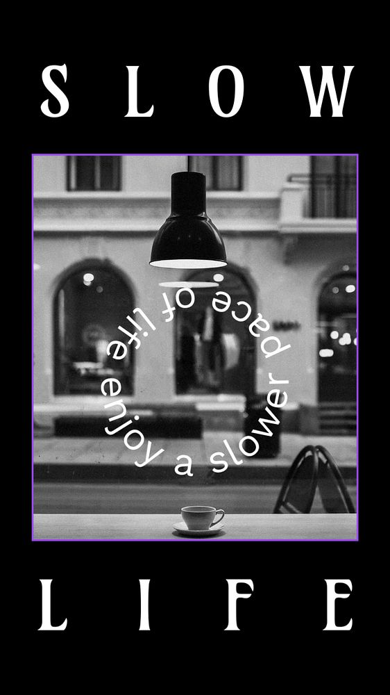 Cafe quote Facebook story template, monochrome editable design