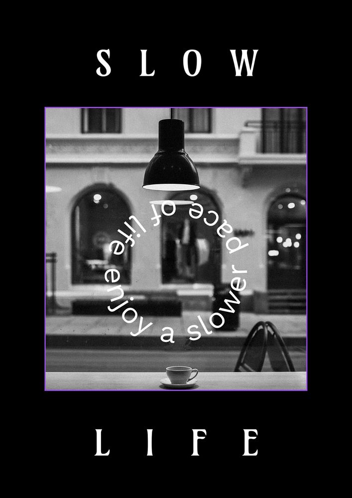 Cafe quote poster template, monochrome editable design