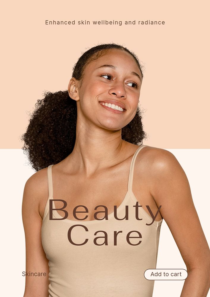 Beauty care poster editable template, minimal skincare ad